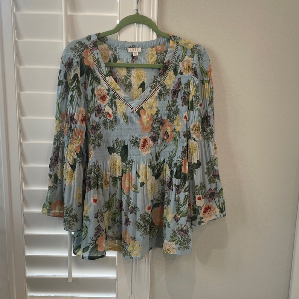 Spense Multicolor Floral V-Neck Blouse - Picture 2 of 4